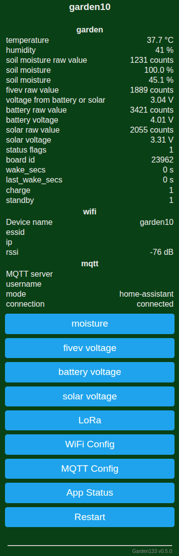 Garden133 web interface