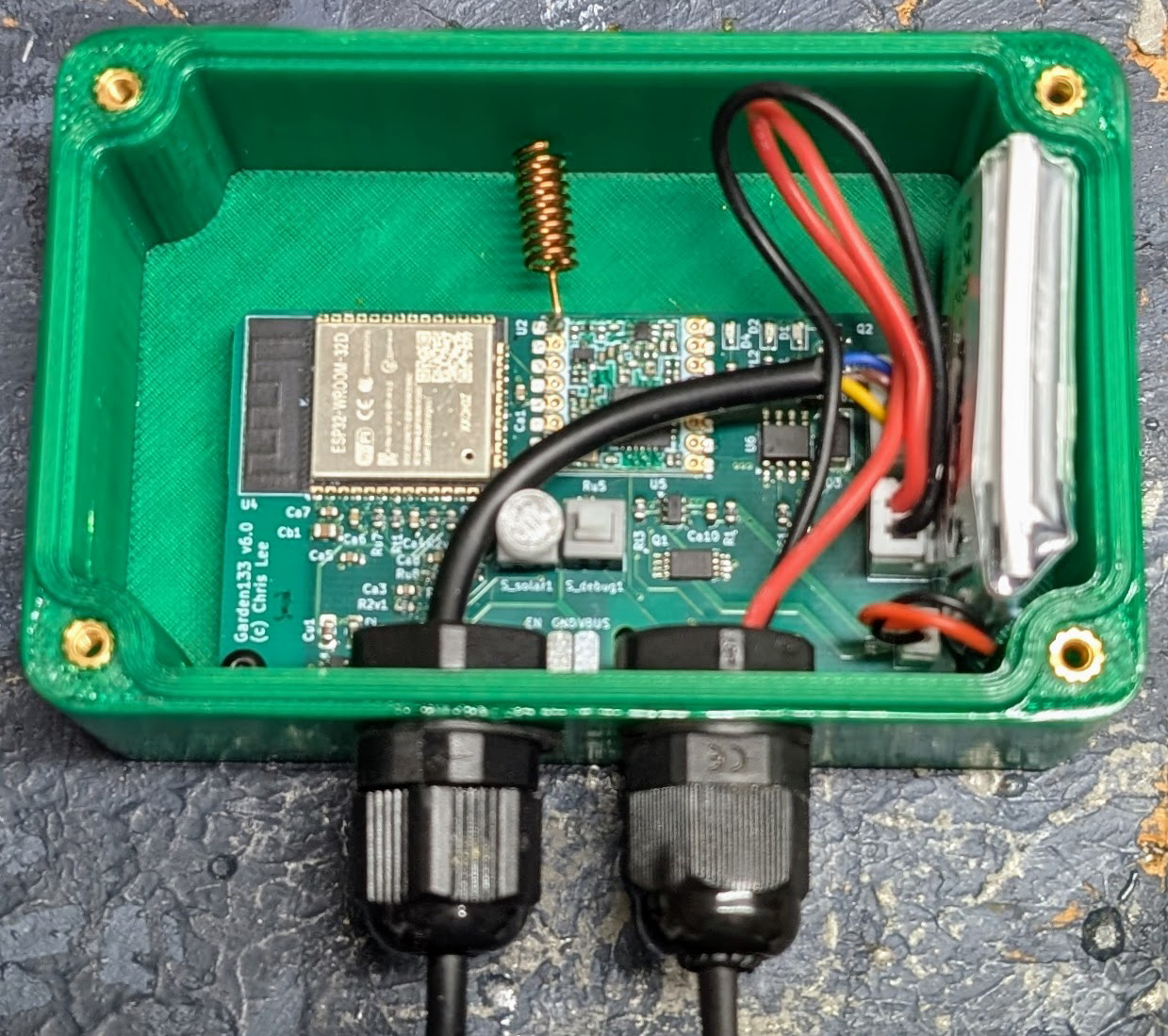 The Garden133 device in its enclosure, with the top removed