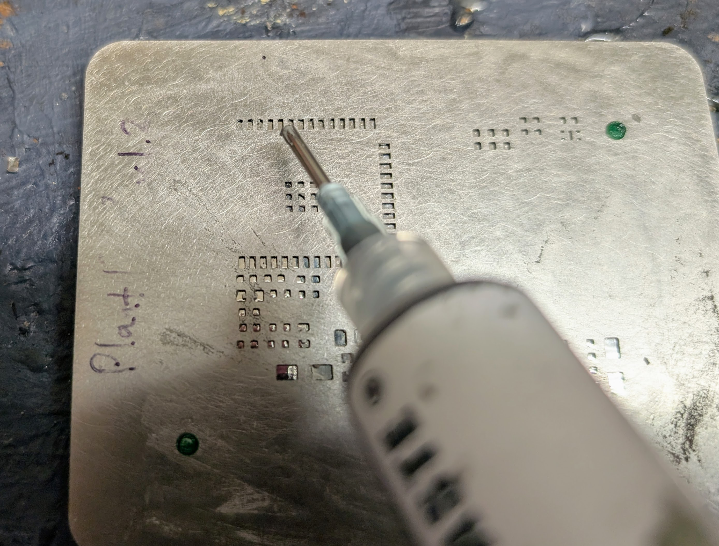 Applying solder paste with syringe