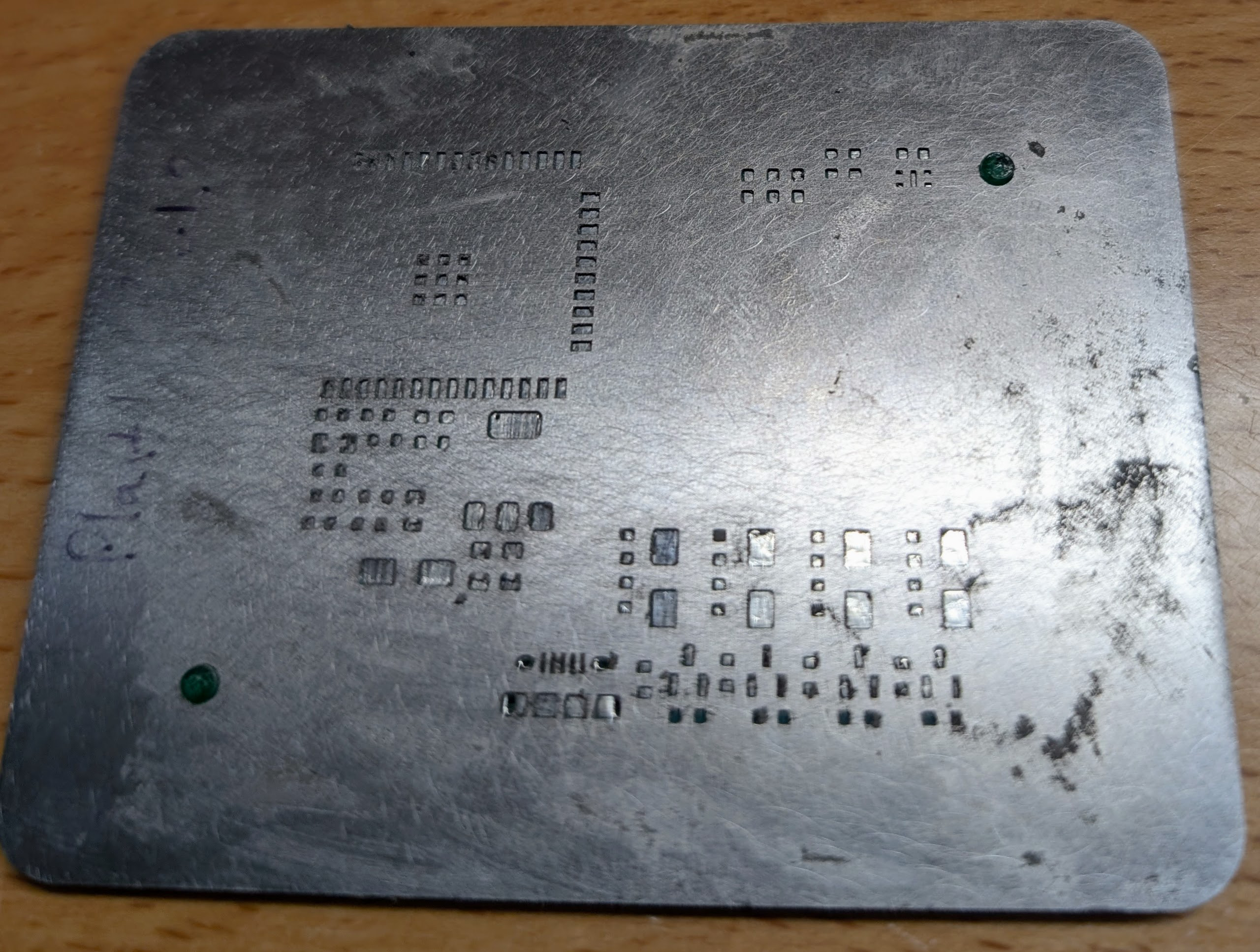 Stencil aligned with PCB by the holder